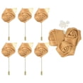 thumbnail image 1 of Uxcell 7 Pcs(6pcs Pins + 1 Brooch) Ramilletes de rosa champán para bodas, aniversario, baile de graduación, cena formal, 1 of 7