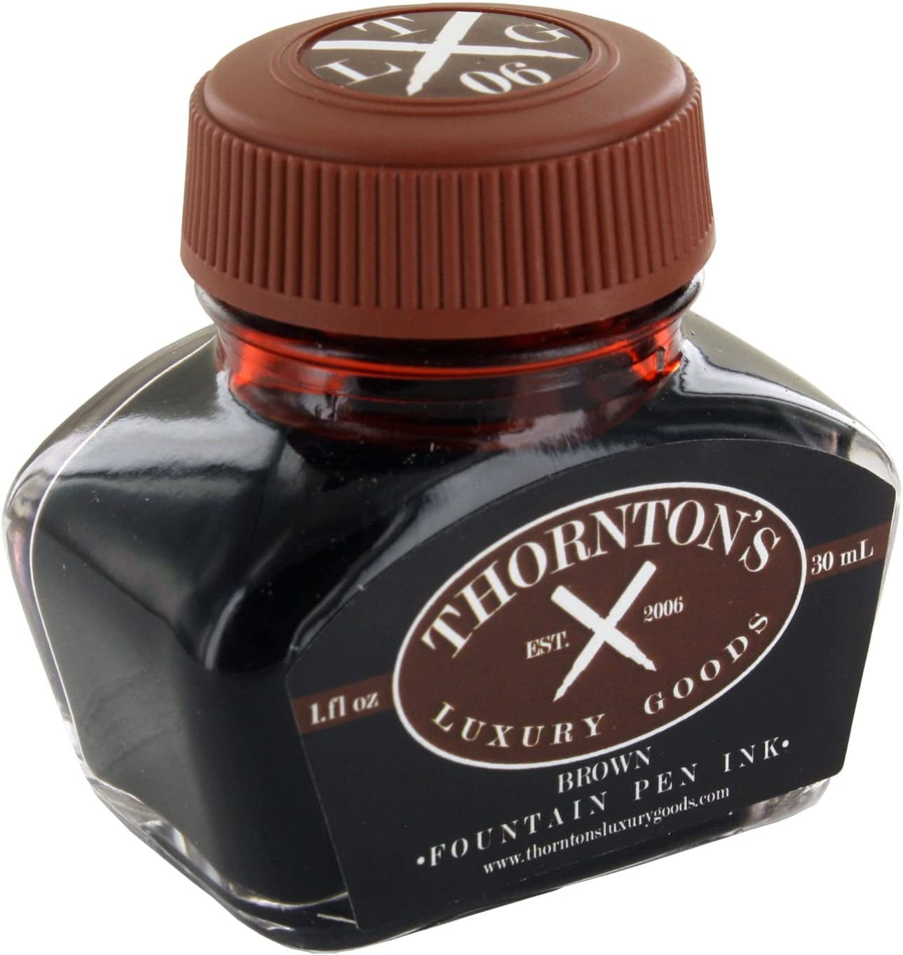 Thornton's Luxury Goods Premium Fountain Pen Ink Bottle 30ml - BROWN | Smooth Effortless Flawless Writing | Suitable for All Brand and Calligraphy Pens | Office Supplies | International Standard