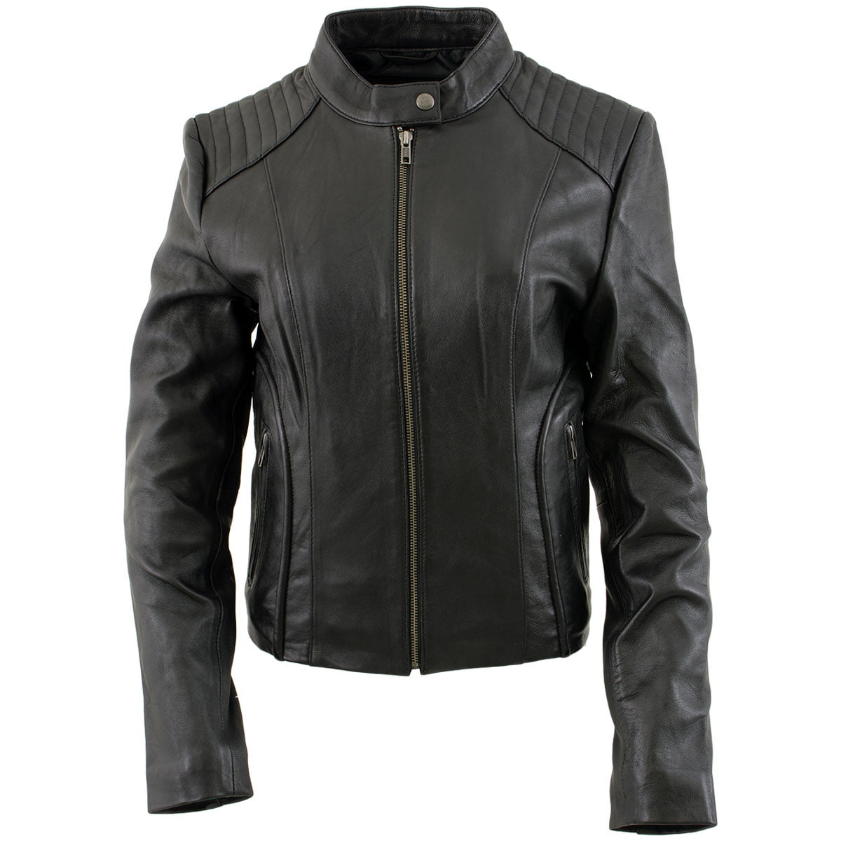 Xelement B91055 Women's ‘Keeper’ Black Leather Scuba Style Jacket with ...