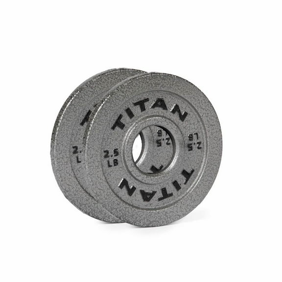 Titan Fitness 2.5 LB Cast Iron Olympic Plates, Sold In Pairs, Classic Weight Plate Design, Silver Hammer Finish