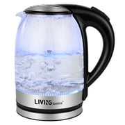 1.7L Electric Kettle 1500W Glass Water Boiler with Auto Shut-Off and Boil-Dry Protection, Blue LED Indicator BPA-Free (7 Cups)