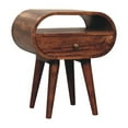 thumbnail image 3 of Lesuto Honey Caramel Circular Bedside with Open Slot - Modern, Wood, 3 of 10