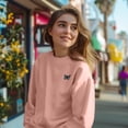 thumbnail image 5 of Dalix Butterfly Embroidery Relaxed Crewneck Sweatshirt Soft Fleece Fit Lounge Womens in Pink XS X-Small, 5 of 5