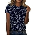 thumbnail image 2 of Odbmxy T Shirts for Women Trendy Summer Short Sleeve Plus Size Tops for Women Pull on Regular Leisure Daytime Floral Retro Tops,XL, 2 of 5