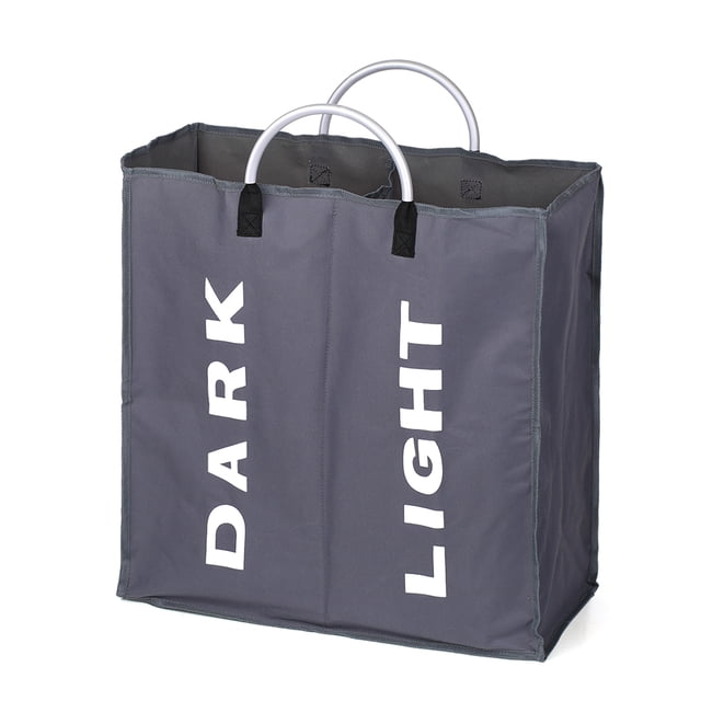 Labymos Collapsable 2-section Laundry Bag Foldable Laundry Hamper Durable Oxford Fabric Laundry Basket Clothes Sorter