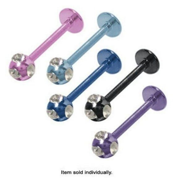 Jeweled Anodized Titanium Labret Monroe Lip Jewelry (16G - 10mm) - 5 Colors