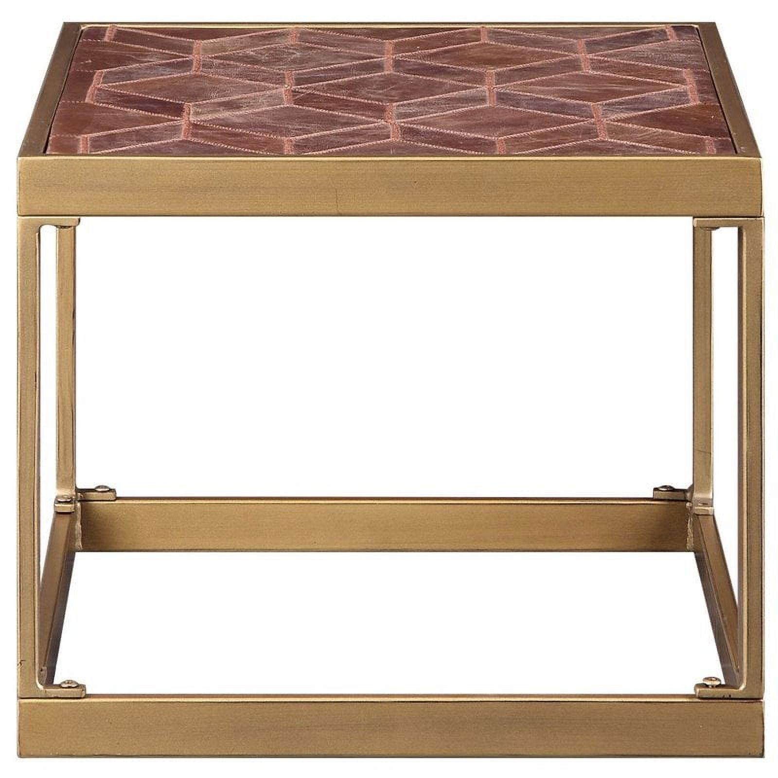 ACME Genevieve Rectangular Metal Frame End Table in Retro Brown and Brass - image 4 of 5