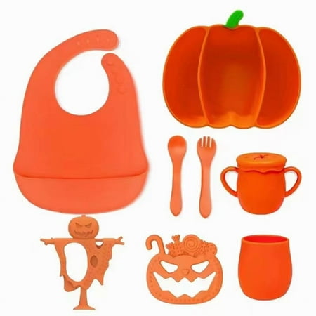 

Toddler Feeding Supplies Pumpkin Shaped Suction Plates Set