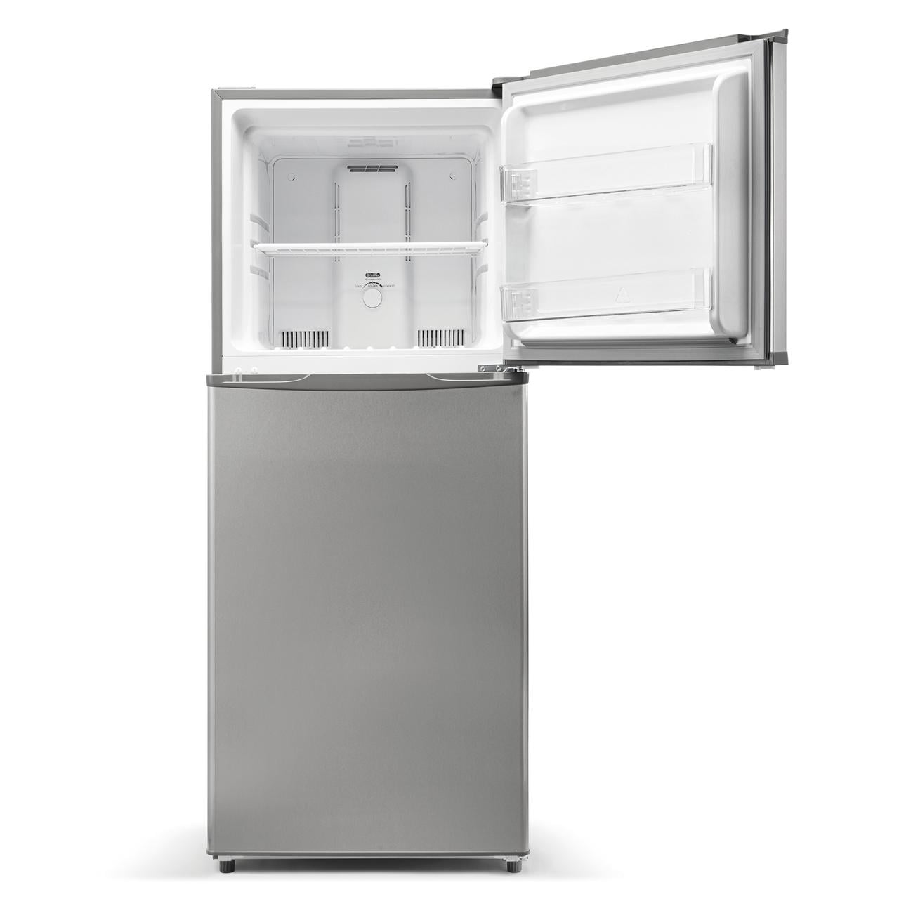 Farberware 10.1 Cu. Ft. Top Mount Refrigerator, Double Door Refrigerator with Adjustable Glass Shelves, Silver
