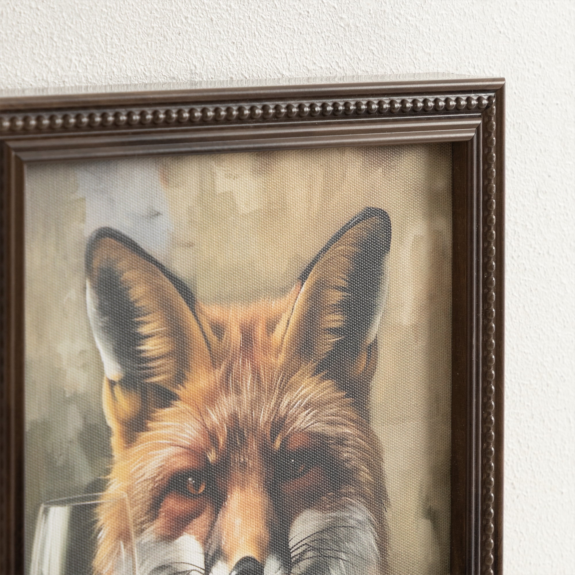 DesignOvation Traditional Fox Wine Tasting 8"x10"Framed Canvas Art Print by The Creative Bunch Studio, 8X10 ANIMAL ART FOX WINE