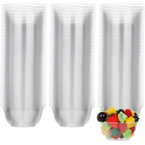 100 Pack Small Clear Plastic Bowls, 8oz Hard Disposable Salad Bowl for Party Serving, Ice Creams, Desserts, Catering, Special Events