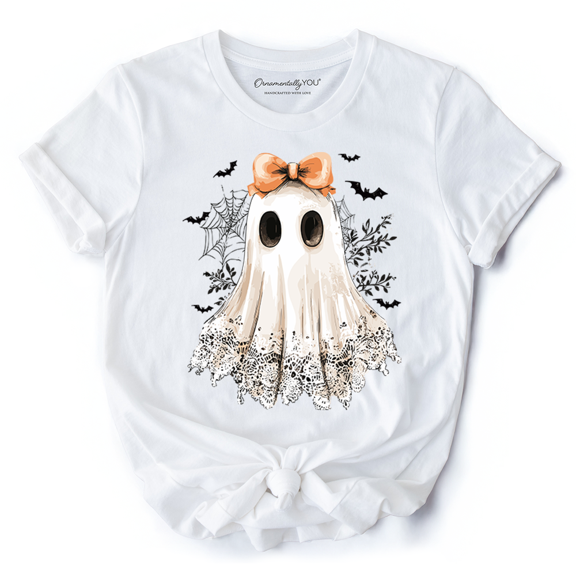 Coquette Ghost T-Shirt, Cute Halloween Tee for Girly Ghouls