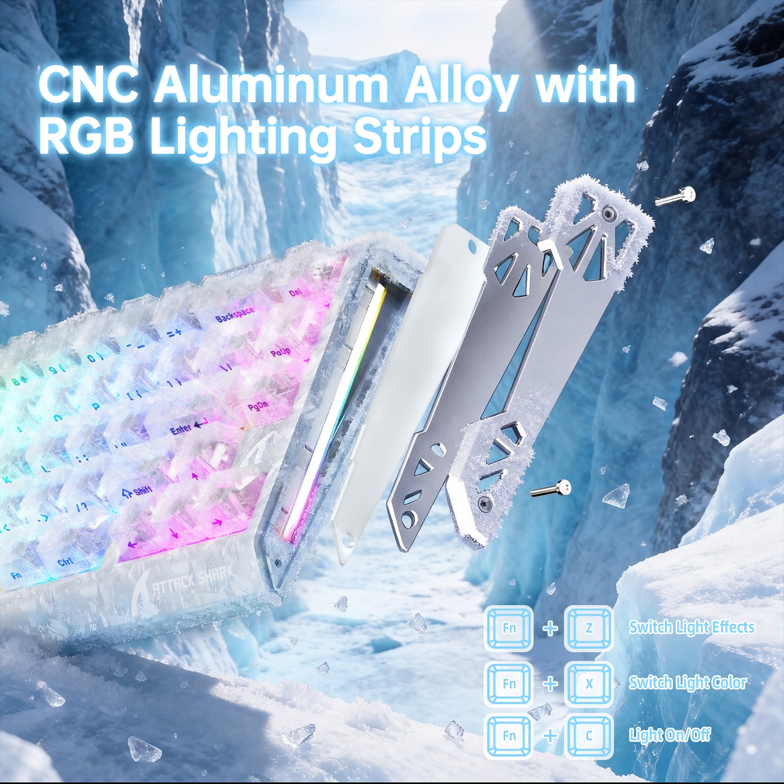 ATTACK SHARK R68 HE 8KHz RGB Gaming Corded Electric Computer Keyboard, Ice White