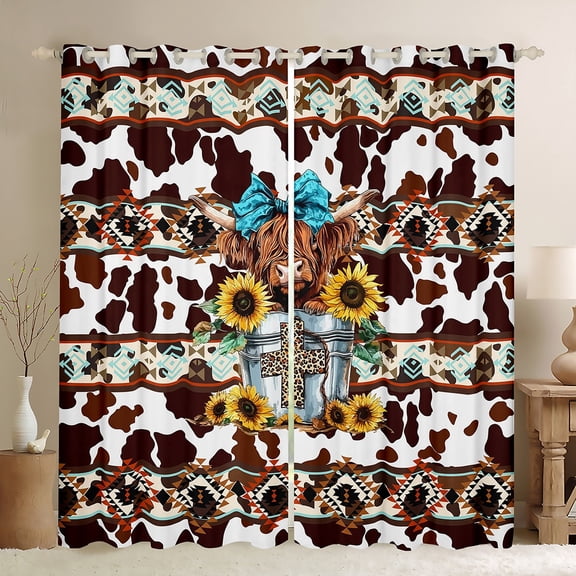 Castle Fairy Female Men Women Cartoon Bow Highland Cow Curtains Pack of 2 (42x84 Each),Chic Floral Sunflower Curtains Blackout,Hippie Aztec Bedroom Curtains,Ultra Soft Home Decor
