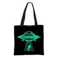 thumbnail image 4 of Bolso de mano con estampado divertido de ovnis alienígenas para mujer, bolso de mano de moda de gran capacidad, bolsos de hombro de estilo hip hop, bolso de compras reutilizable para mujer, regalo, 4 of 5
