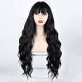 thumbnail image 2 of Peluca Natural Larga 72cm Ondulada Negro Para Mujer, 2 of 5
