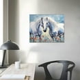 thumbnail image 3 of Nawypu  White Horse Wall Art Painting Romantic Animal with Navy Flower Picture Print on Canvas Moder Blue and Grey Artwork for Home Living Room Bedroom Decorations, 3 of 4