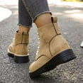 thumbnail image 6 of Women's Ankle Boots Fashionable Casual Winter Versatile Short Boots Solid Color Round Toe Lace-Up Thick-Soled Low Chunky Heel Shoes, 6 of 10