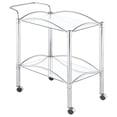 thumbnail image 1 of Shadix 2-tier Rectangular Glass Shelf Metal Bar Cart Chrome, 1 of 8