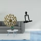 thumbnail image 2 of Escultura colgante de pared de metal, decoración de pared, disco decorativo, estatua de pensador abstracto, marco de hierro forjado, material PP de pr, 2 of 8