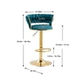 thumbnail image 4 of Luccalily Velvet Bar Stools Set of 2,Swivel Adjustable Bar Stools with Back and Footrest,Modern Design and Golden Base for Kitchen,Bistro Pub, Dining Room Counter, 4 of 13