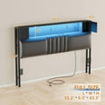 thumbnail image 2 of iSunirm Full Size Upholstered Headboard with Storage Cabinet & Shelf, Full Headboard with Outlets and RGB LED Light, Stable & Sturdy, for Bedroom/Dorm Room, 40.1"W x 6.3"D x 43.3"H, Black, 2 of 9