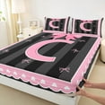 thumbnail image 3 of Manfei Initial Letter C Twin Sheet Sets,Cute Bowtie Bedding Twin Size,Pink Black Bed Sheets Set Twin Size For Girls,Breathable Bedroom Decoration,3-Piece, 3 of 7