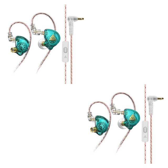 Bearachild Auriculares AK6 PLUS con gancho para la oreja, auriculares HiFi con conector de 3,5mm, auriculares dinámicos portátiles para correr y Cian con micrófono 2piezas