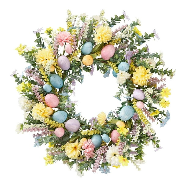 Huevos de Pascua artificiales Puerta delantera Garland Preciosa guarnición de resorte Corona de primavera para la sala de estar para la sala Estilo C