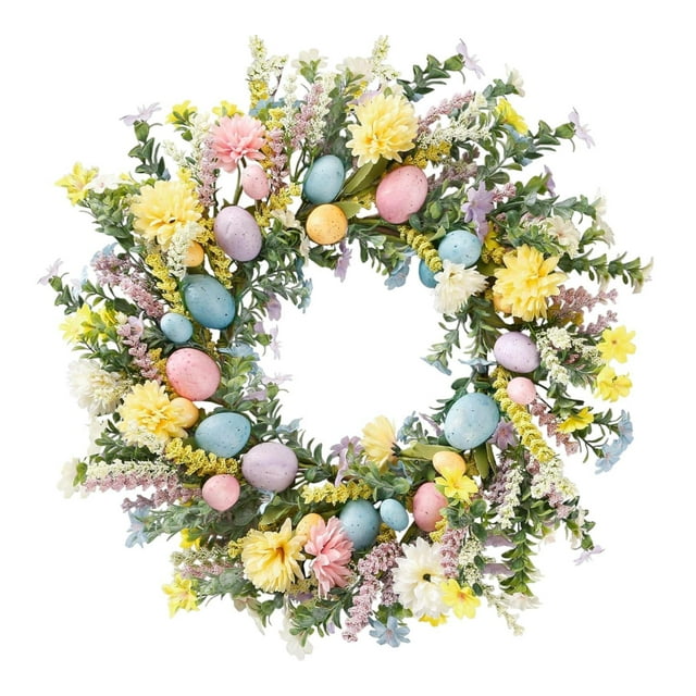 Huevos de Pascua artificiales Corona de resorte Decorativo Regalo de cumpleaños decorativo Ornamento Puerta delantera Garland para interiores al aire Estilo C