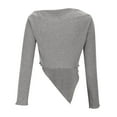 thumbnail image 5 of cfhntfmh Women's off the Shoulder Tops Trendy Long Sleeve Ribbed Knit Asymmetrical Going out Tops Slim Fit Tee Shirts, 5 of 5