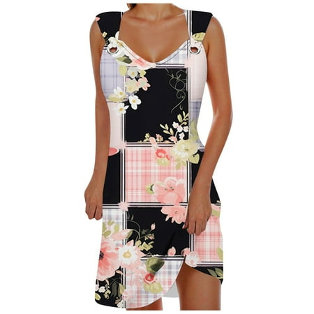 Blphud Simple Dresses for Women 2024 Womens Simple Short Sleeve T Shirt Dress Ladies Elegant Suspender Midi Skirt Ladies Casual Printed Dress Beach Skirt Womens Dresses Pink M