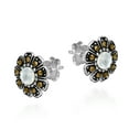 thumbnail image 2 of Nature's Sweet Daisy White MOP and Marcasite .925 Silver Post Earrings, 2 of 4