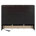thumbnail image 5 of Queen Size Murphy Bed - Espresso, Solid Wood, Space-Saving Design w/ USB Port & Drawer, Ideal for Bedroom, Guest Room., 5 of 26