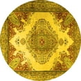 thumbnail image 1 of Ahgly Company Machine Washable Indoor Round Persian Yellow Traditional Area Rugs, 4' Round, 1 of 4