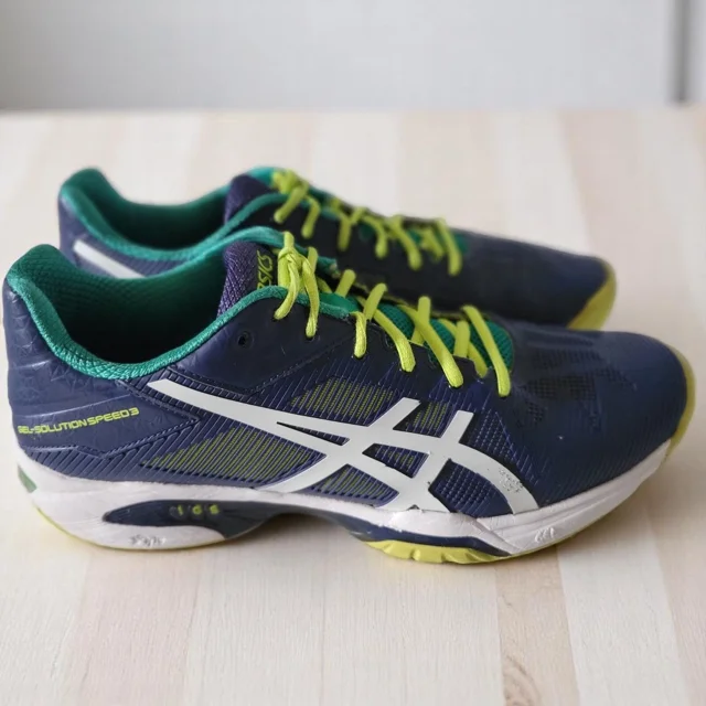 Asics Mens Gel Solution Speed 3 Tennis Shoes Size 9 Blue Yellow Green E600N
