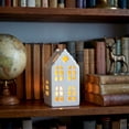 thumbnail image 5 of White Ceramic Christmas Village House Tea Light Holder, Decorative Seasonal Accent, Versatile Display, for Christmas Tree, Mantel, Shelf, Doorway, Living Room and Holiday Party Decor, 5 of 7