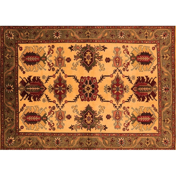 Ahgly Company Indoor Rectangle Oriental Orange Industrial Area Rugs, 5' x 7'