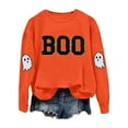 thumbnail image 5 of Halloween Sweatshirts for Women 2025 Long Sleeve Crewneck Cute Boo Ghost Graphic Sweatshirt Pullover Tops, 5 of 6