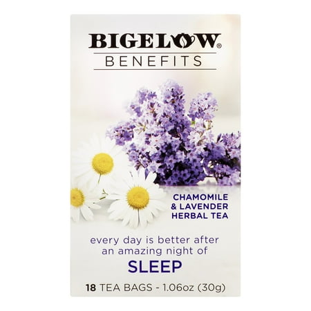 (18 Pack) Bigelow, Benefits Chamomile & Lavender Herbal, Tea Bags, 18