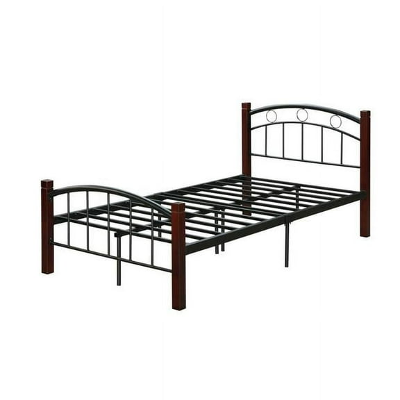 35 x 60 x 80 in. Complete Metal Platform Bed with Headboard & Footboard, Black - Queen Size