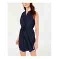thumbnail image 3 of MAISON JULES Womens Navy Polka Dot Sleeveless V Neck Mini Sheath Dress  Size XL, 3 of 4