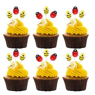 Gyufise 24Pcs Bumble Bee Cupcake Toppers Oh Babee Flower Cupcake Picks  Babyshower Cake Decorations for Bee Theme Baby Shower Kids Birthday Party
