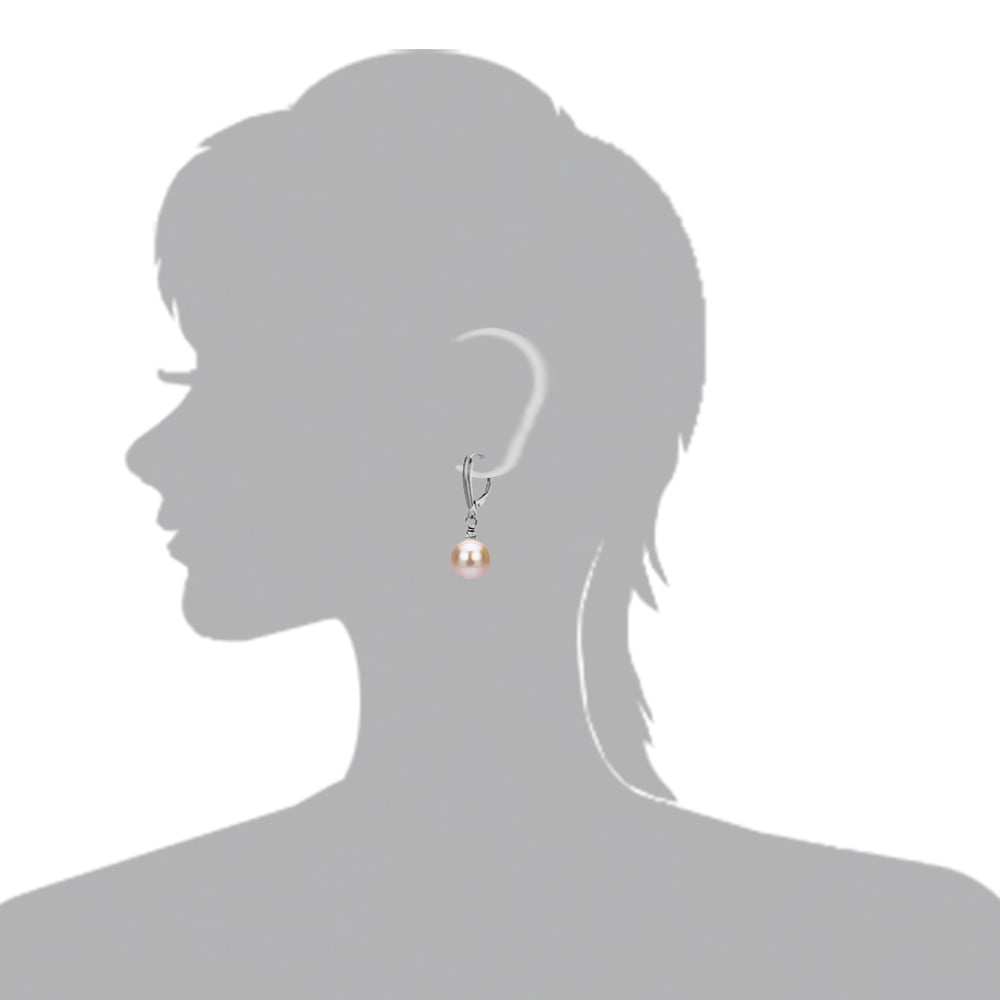 ADDURN Sterling Silver Pink Freshwater Pearl with Pyramid Beads/Shield Lever Back Earring. Variant Sizes Available.