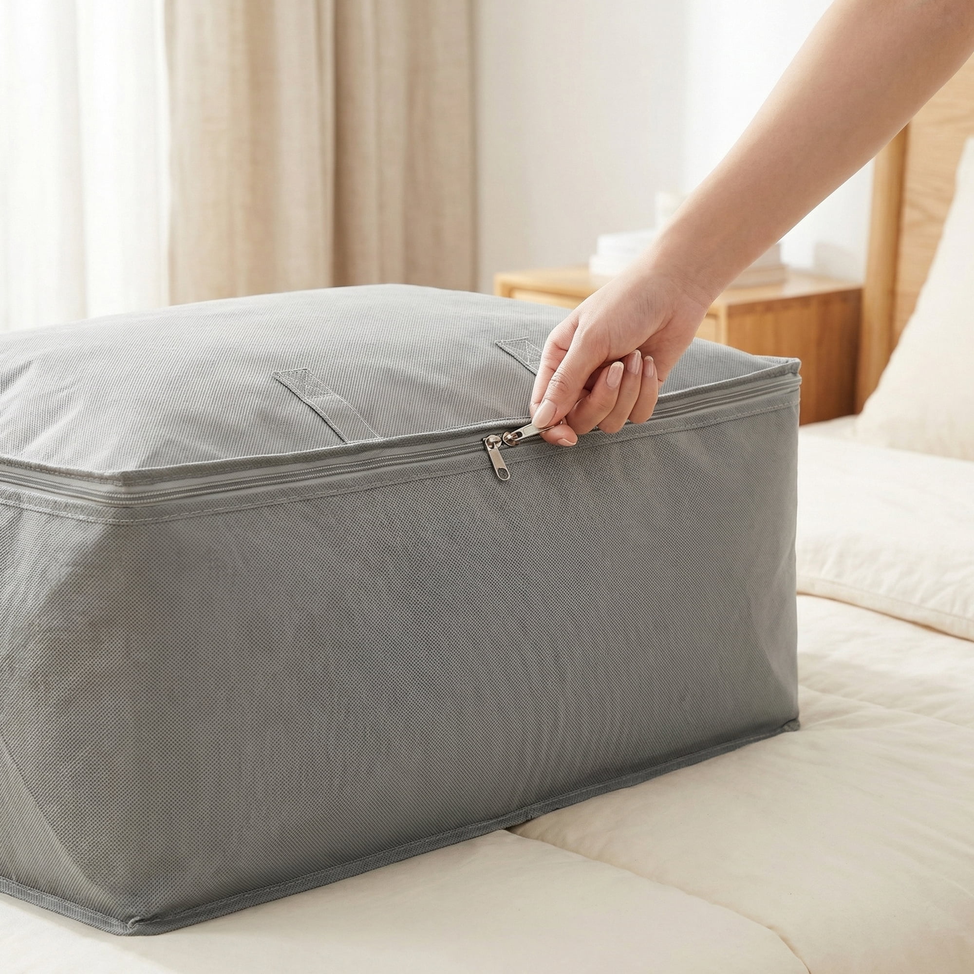 Unique Bargains Clothing Storage Bag Organize Bedroom and Closet Grey 24.8"x16.9"x8.3"