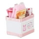 thumbnail image 2 of Caja de juguetes para bebé, casa de muñecas, cesta para bebé en miniatura rosa, con juguetes, accesorios para casa de muñecas 1/12, 2 of 5