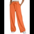 thumbnail image 3 of Pantalones Deportivos de Pierna para Mujer, de Cintura Alta, Holgados, con Cordón y Bolsillos Naranja XXL, 3 of 8