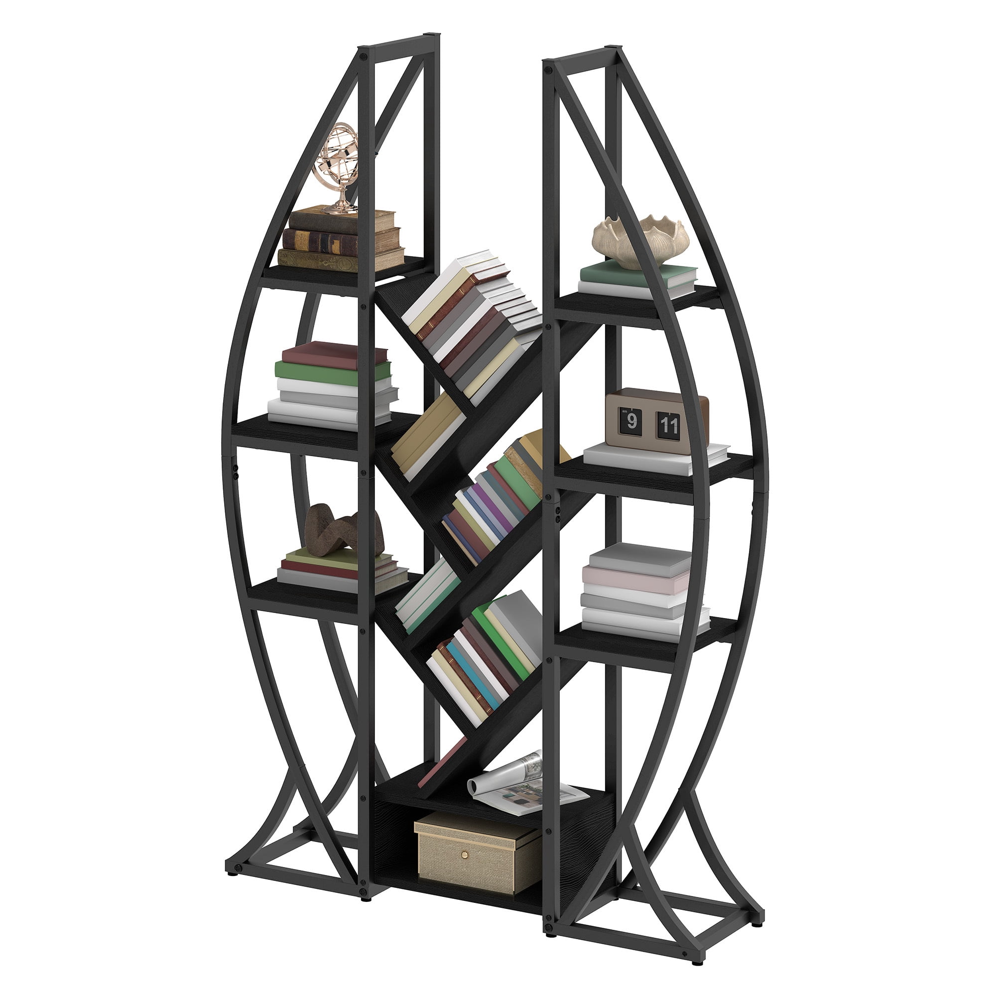 Uforic Large Display Shelves Bookshelf for Living Room, Home Office, Black