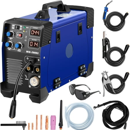 VEVORbrand MIG Welder 200 Amp MIG TIG Arc Welder 3 in 1 Welder Welding Machine 220V TIG Welder Lift ARC Welder MMA Stick IGBT DC Inverter Welder Digital Display Combo Welding Machine