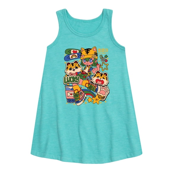 Instant Message - Kpop Streetwear Girl - Toddler and Youth Girls Short Sleeve Aline Dress
